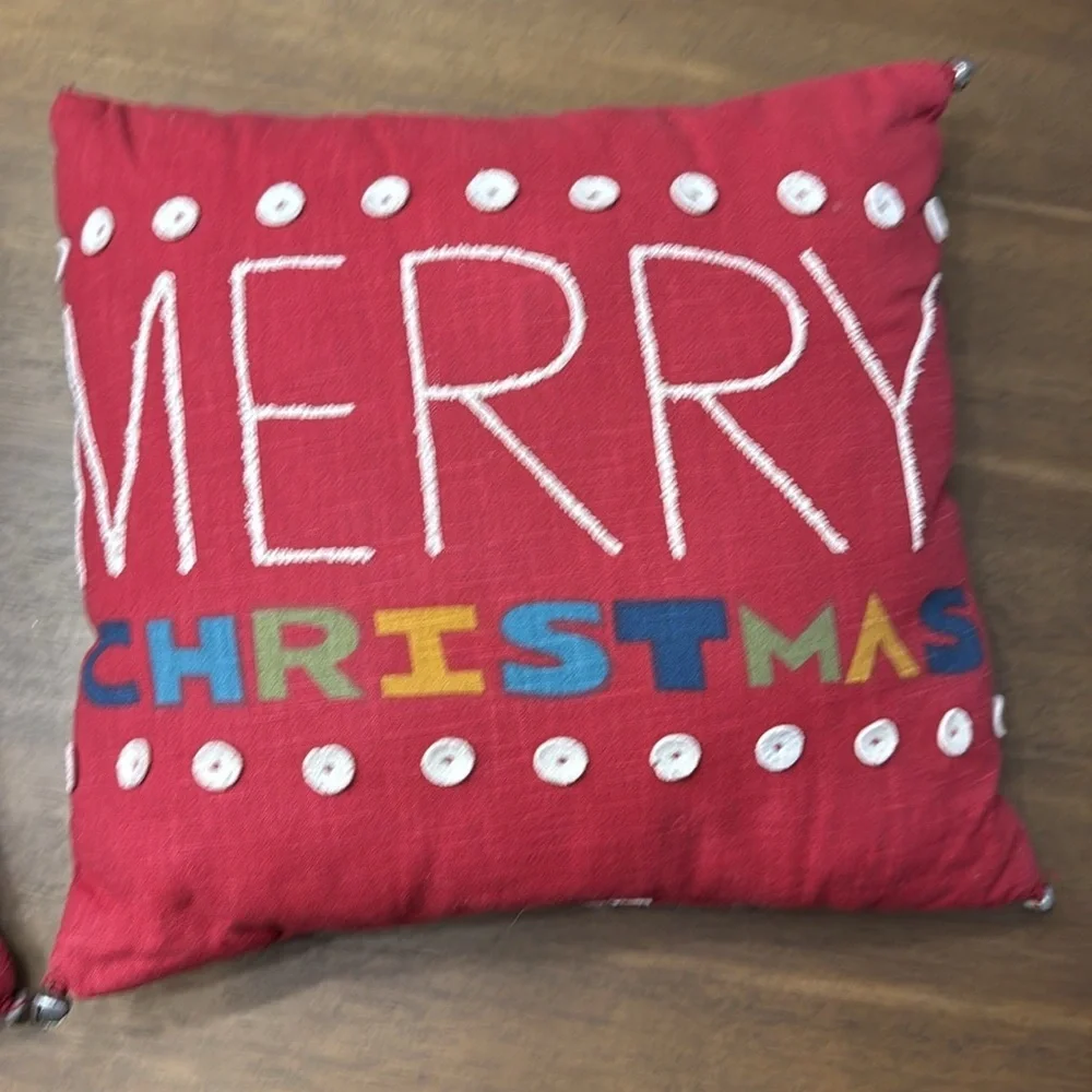 🎄Merry Christmas Red SquareThrow Pillow Indoor, Set of 2, 18